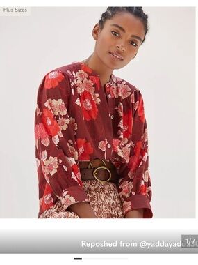 Anthropology Floral Button Down